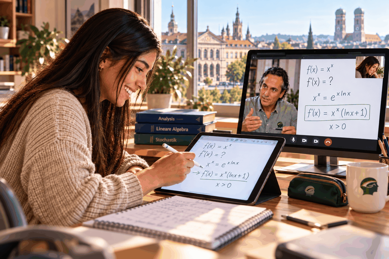 Studentin erlebt einen Aha-Moment beim persönlichen Online-Mathematikcoaching mit Joe Leis